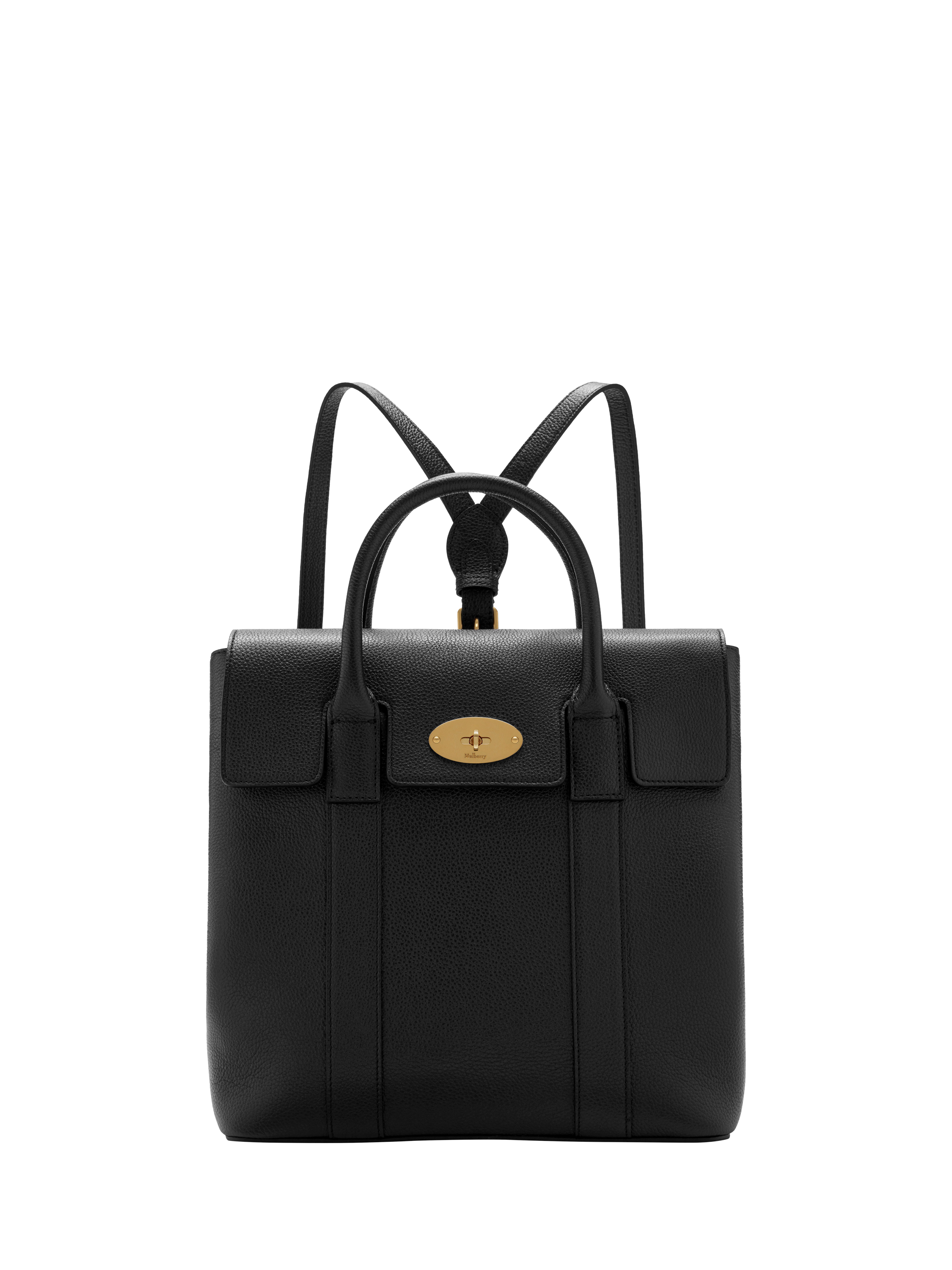Product image 1 of 4, which shows Mulberry Bayswater Leather Backpack, Black