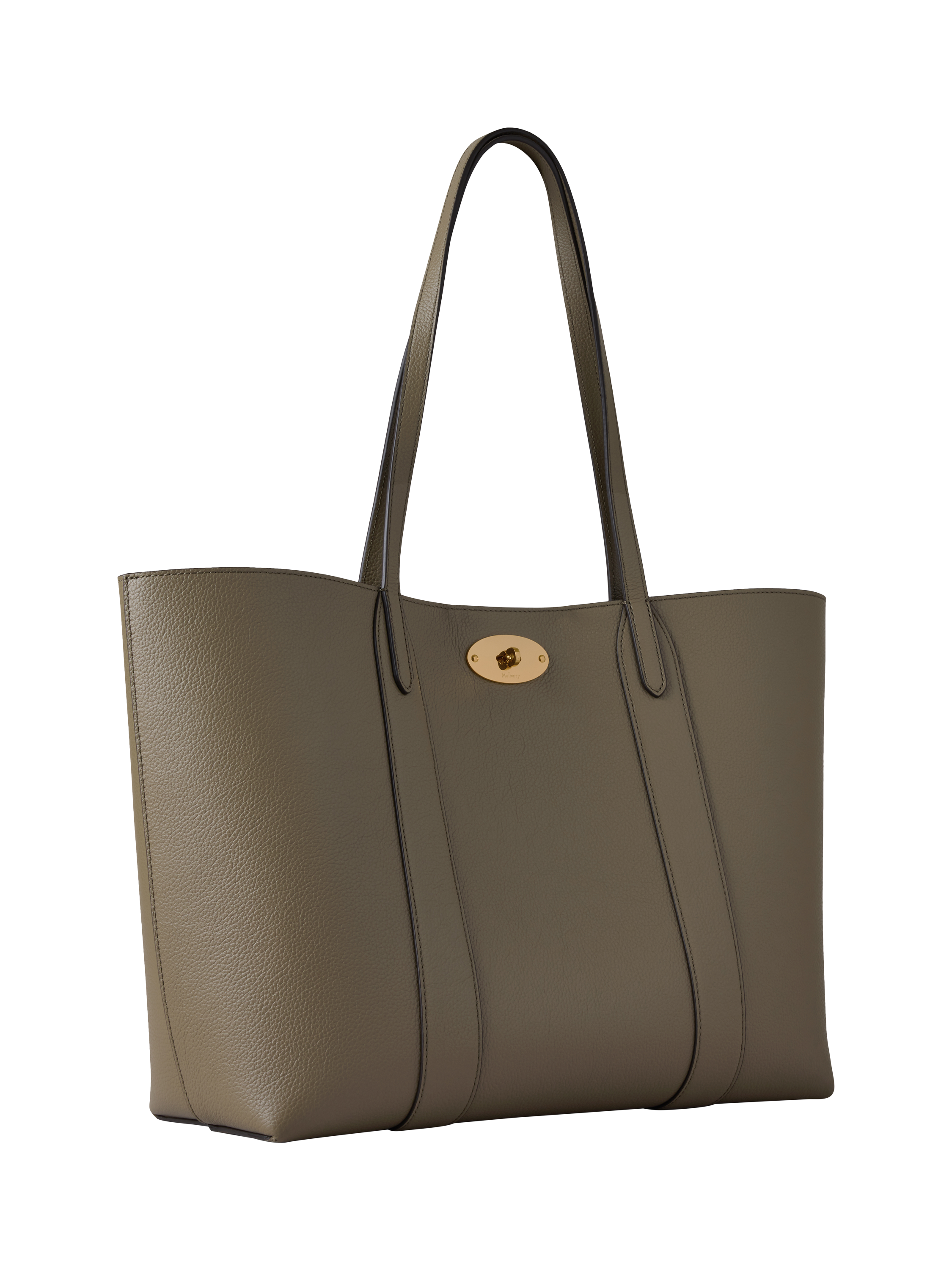 Product image 3 of 3, which shows Mulberry Bayswater Small Classic Grain Leather Tote Bag, Linen Green