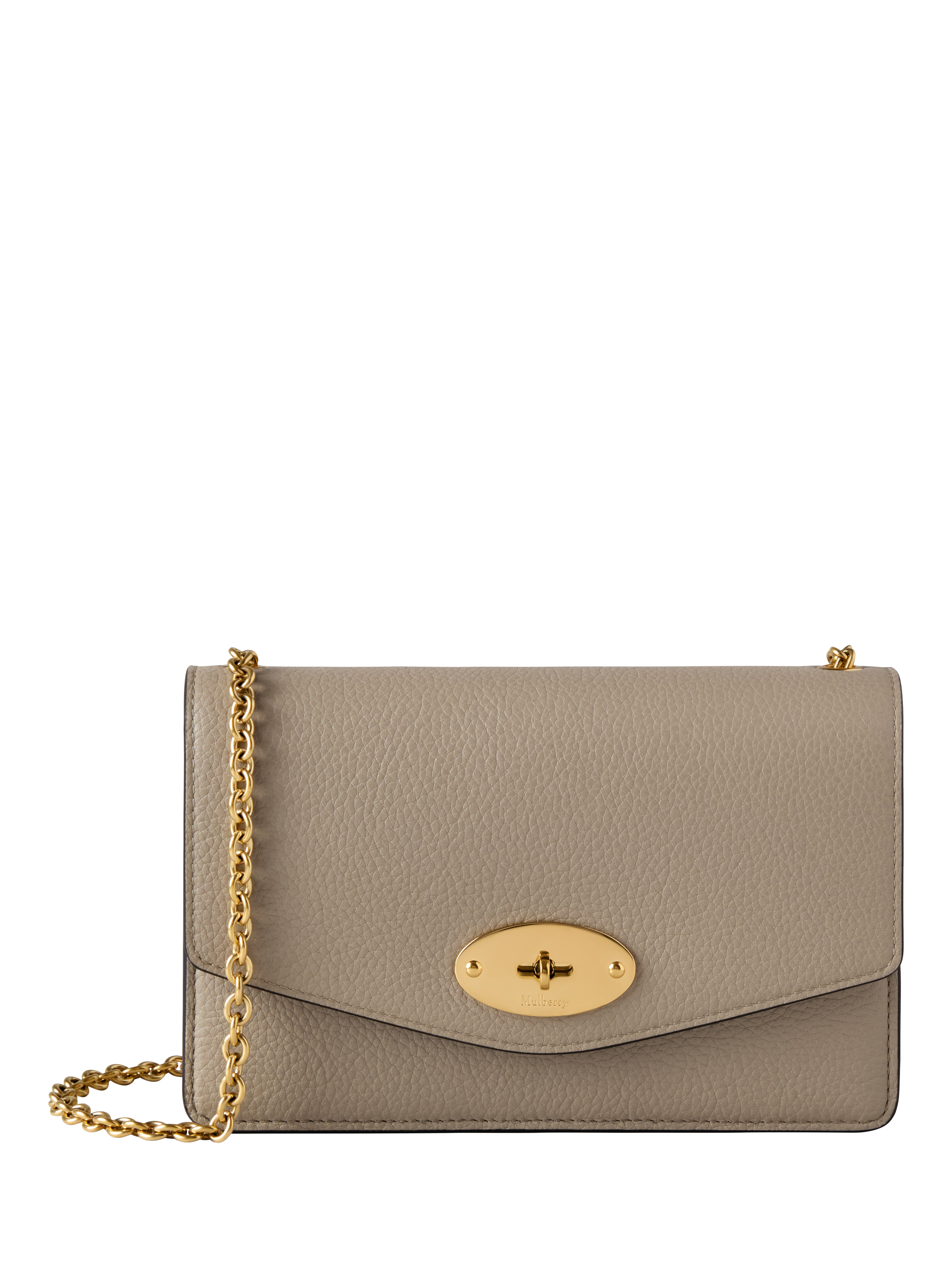 Product image 1 of 5, which shows Mulberry Small Darley Small Classic Grain Leather Clutch Bag, Dune