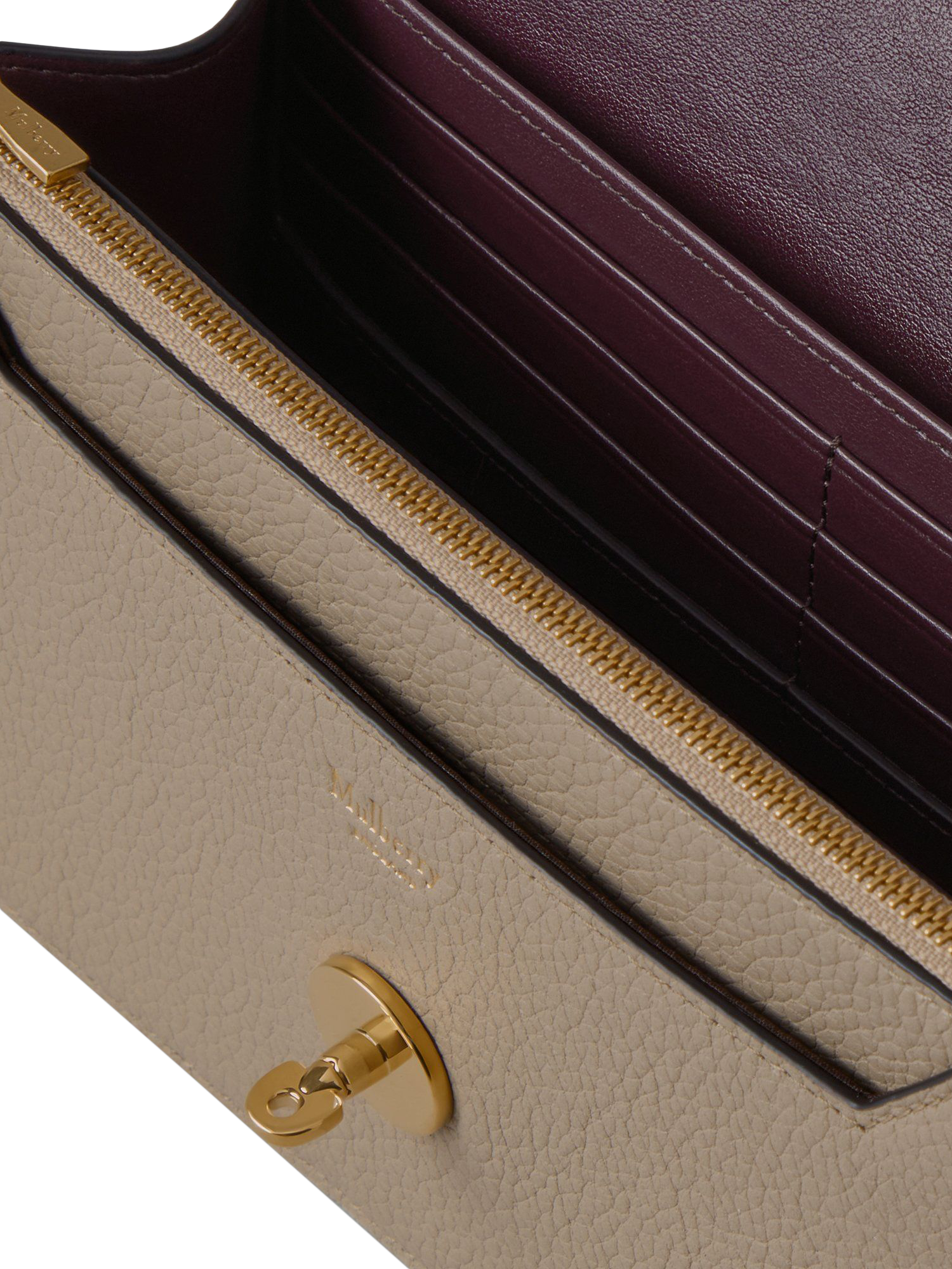 Product image 4 of 5, which shows Mulberry Small Darley Small Classic Grain Leather Clutch Bag, Dune