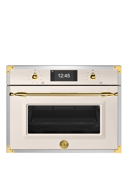 Bertazzoni FHER4077MTAG3 Combination Microwave Oven, Ivory And Gold Trim, Ivory And Gold Trim