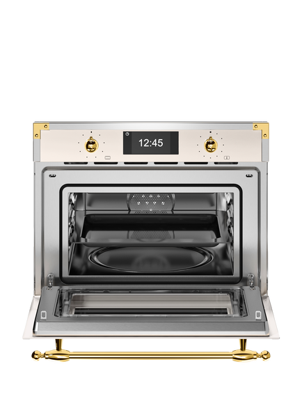 Bertazzoni FHER4077MTAG3 Combination Microwave Oven, Ivory And Gold Trim - view 2, Ivory And Gold Trim