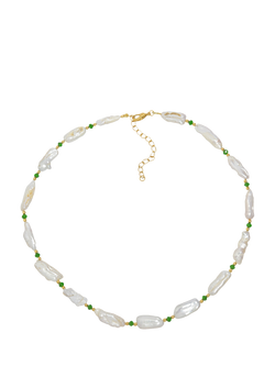 Shyla Bondi Pearl Emerald Necklace, Gold, Gold