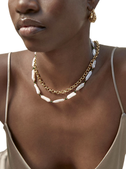 Shyla Bondi Pearl Emerald Necklace, Gold - view 2, Gold