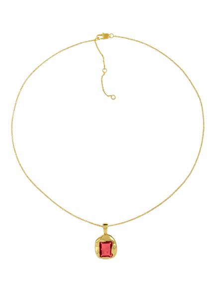Shyla Medina Square Crystal Necklace, Gold/Pink