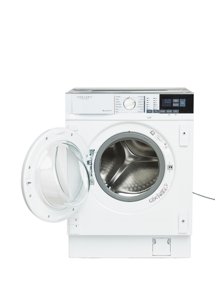 John Lewis JLBIWM1417 Integrated Washing Machine, 7kg Load, 1400rpm Spin, White - view 2, White