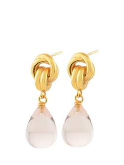 Shyla Chunky Knot Drop Earrings, Gold/Pink
