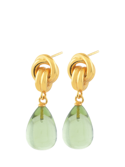 Shyla Chunky Knot Drop Earrings, Gold/Green