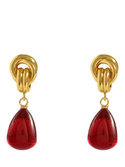 Shyla Chunky Knot Ruby Drop Earrings, Gold, Gold