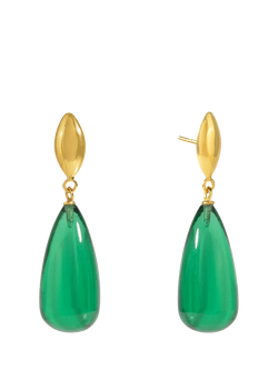 Shyla Corine Oval Glass Drop Earrings, Gold, Gold