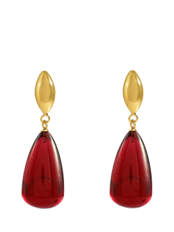 Shyla Corine Oval Ruby Drop Earrings, Gold, Gold