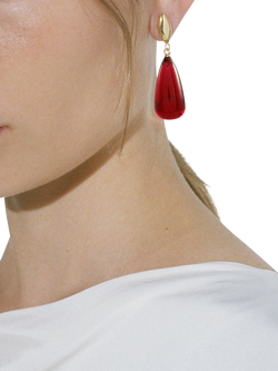 Shyla Corine Oval Ruby Drop Earrings, Gold - view 2, Gold