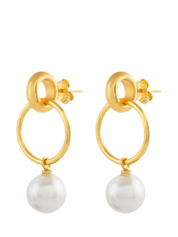 Shyla Layla Pearl Hoop Earrings, Gold, Gold