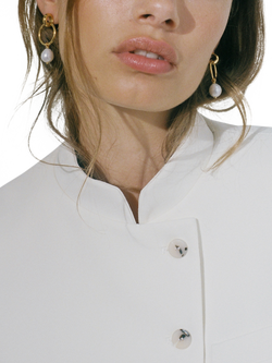 Shyla Layla Pearl Hoop Earrings, Gold - view 2, Gold