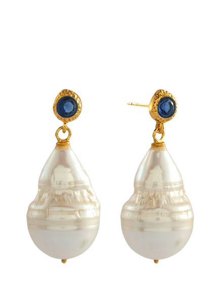 Shyla Lima Pearl Drop Earrings, Gold, Gold