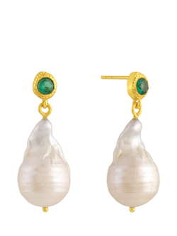 Shyla Lima Pearl Crystal Drop Earrings, Gold, Gold