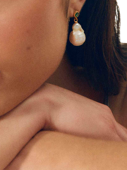 Shyla Lima Pearl Crystal Drop Earrings, Gold - view 2, Gold