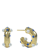 Shyla Lua Pearl Crystal Hoop Earrings, Blue