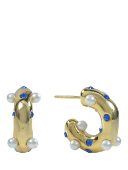 Shyla Lua Pearl Crystal Hoop Earrings, Blue, Blue
