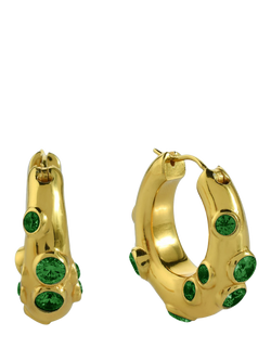 Shyla Oren Crystal Hoop Earrings, Gold/Emerald