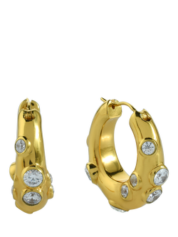 Shyla Oren Crystal Hoop Earrings, Gold/Ruby