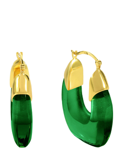 Shyla Rafelli Glass Hoop Earrings, Gold, Gold