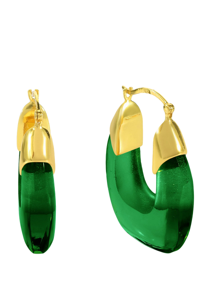 Shyla Rafelli Glass Hoop Earrings, Gold, Gold