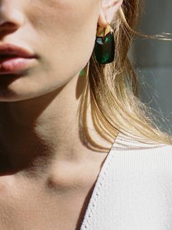 Shyla Rafelli Glass Hoop Earrings, Gold - view 2, Gold