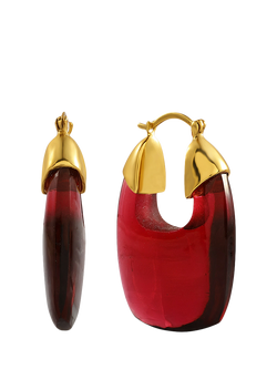 Shyla Rafelli Glass Drop Hoop Earrings, Gold/Pink