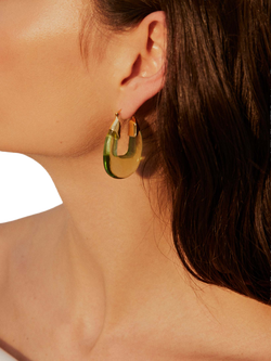 Shyla Rafelli Glass Drop Hoop Earrings - view 2, Gold/Pink