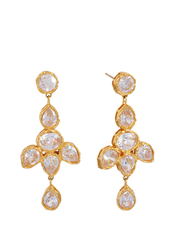 Shyla Serafina Oval Crystal Tiered Drop Earrings, Clear, Clear