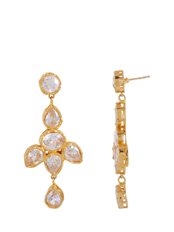 Shyla Serafina Oval Crystal Tiered Drop Earrings, Clear - view 2, Clear