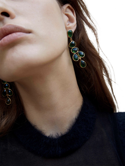 Shyla Sheena Statement Oval Drop Earrings, Gold - view 2, Gold