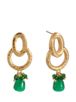 Shyla Sorell Drop Hoop Earrings, Emerald, Emerald