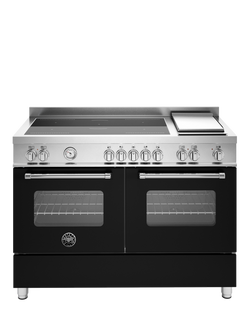 Bertazzoni Master Series Deluxe MAS125I2ENET 120cm Electric Range Cooker with Induction Hob, Matt Black, Matt Black