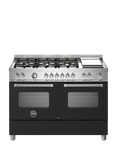 Bertazzoni Master Series Deluxe MAS126G2ENET 120cm Dual Fuel Range Cooker with Gas Hob, Matt Black