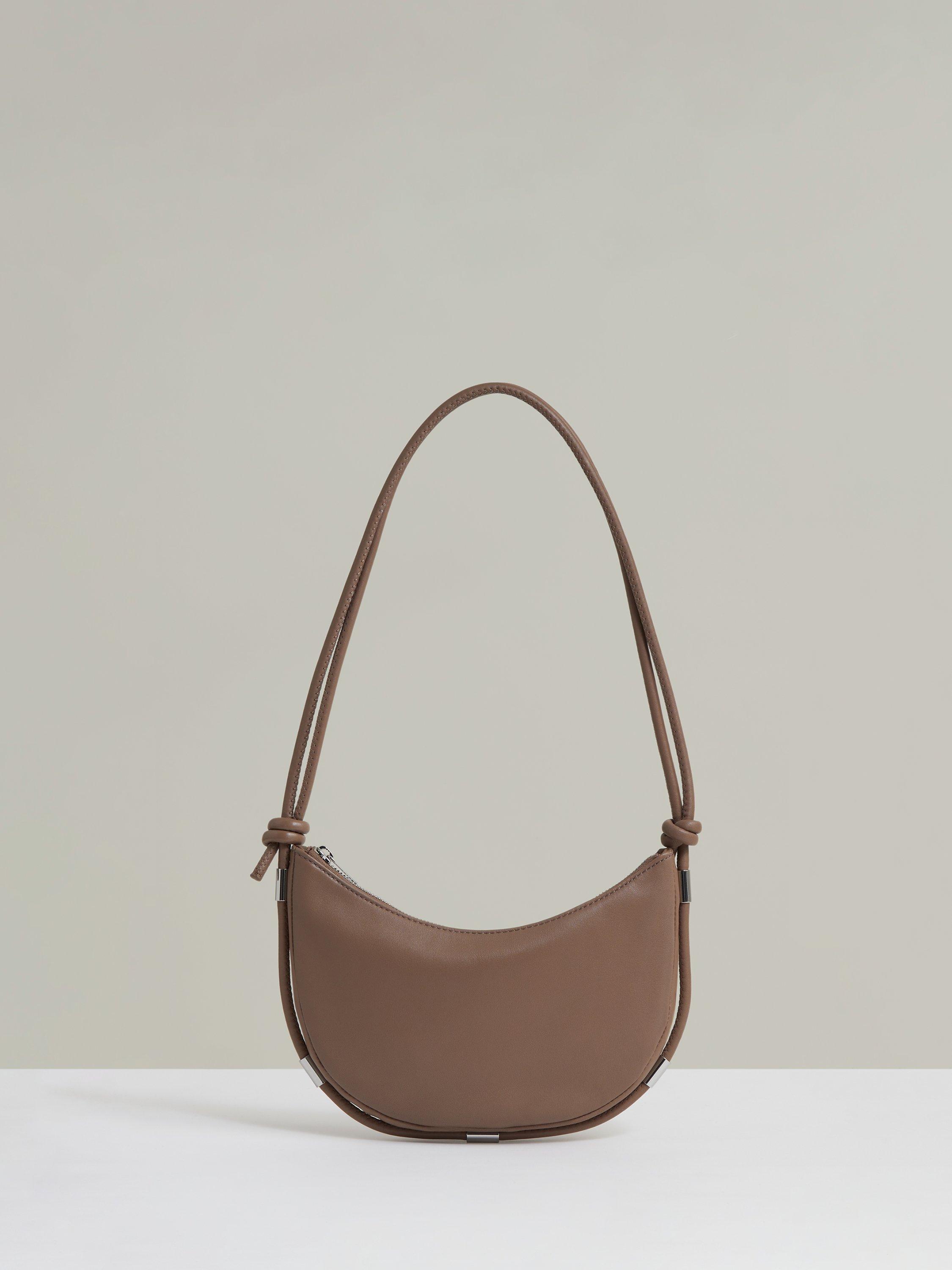 Product image 1 of 5, which shows Reiss Harriet Leather Shoulder Bag, Neutral