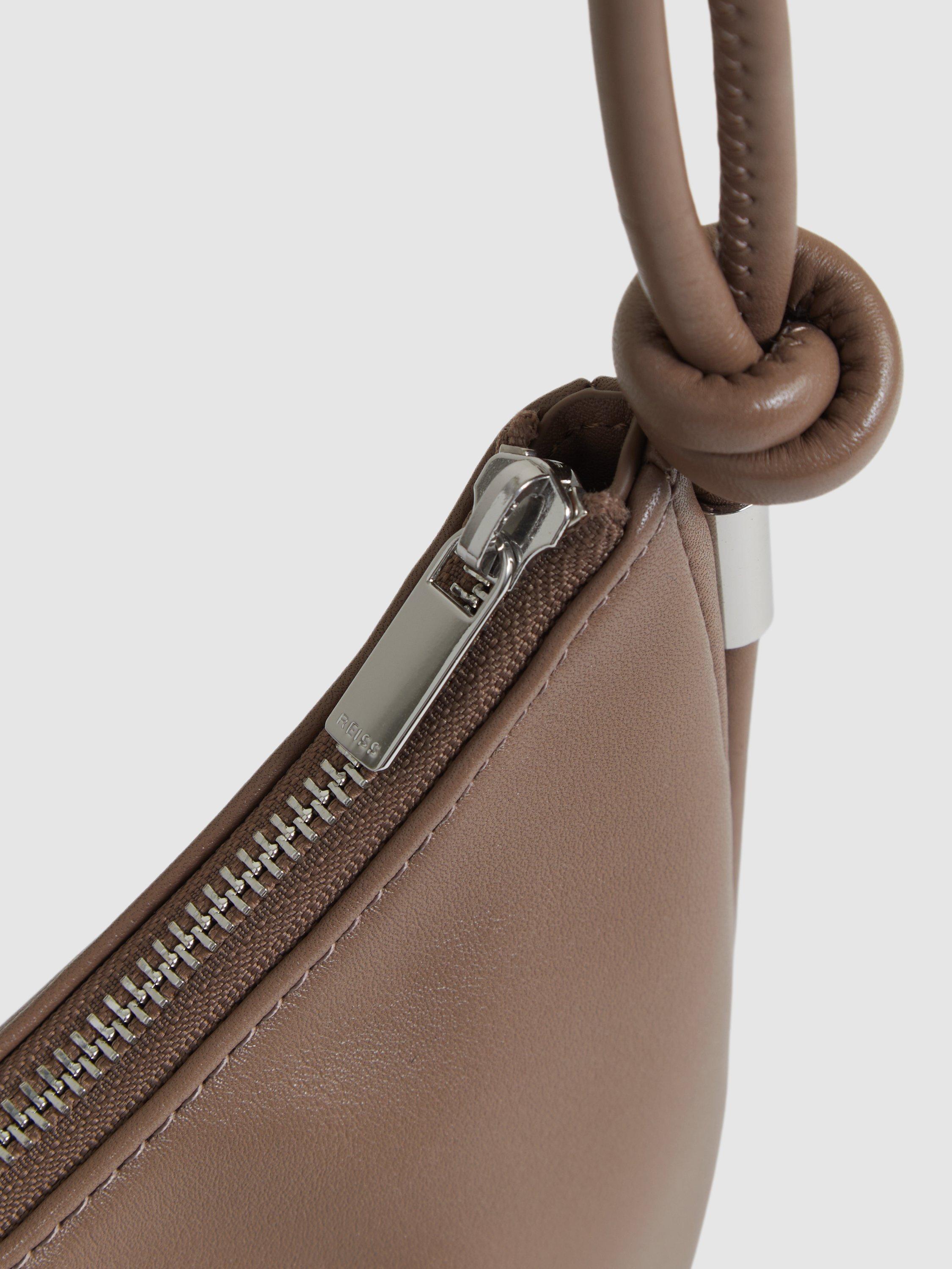 Product image 2 of 5, which shows Reiss Harriet Leather Shoulder Bag, Neutral