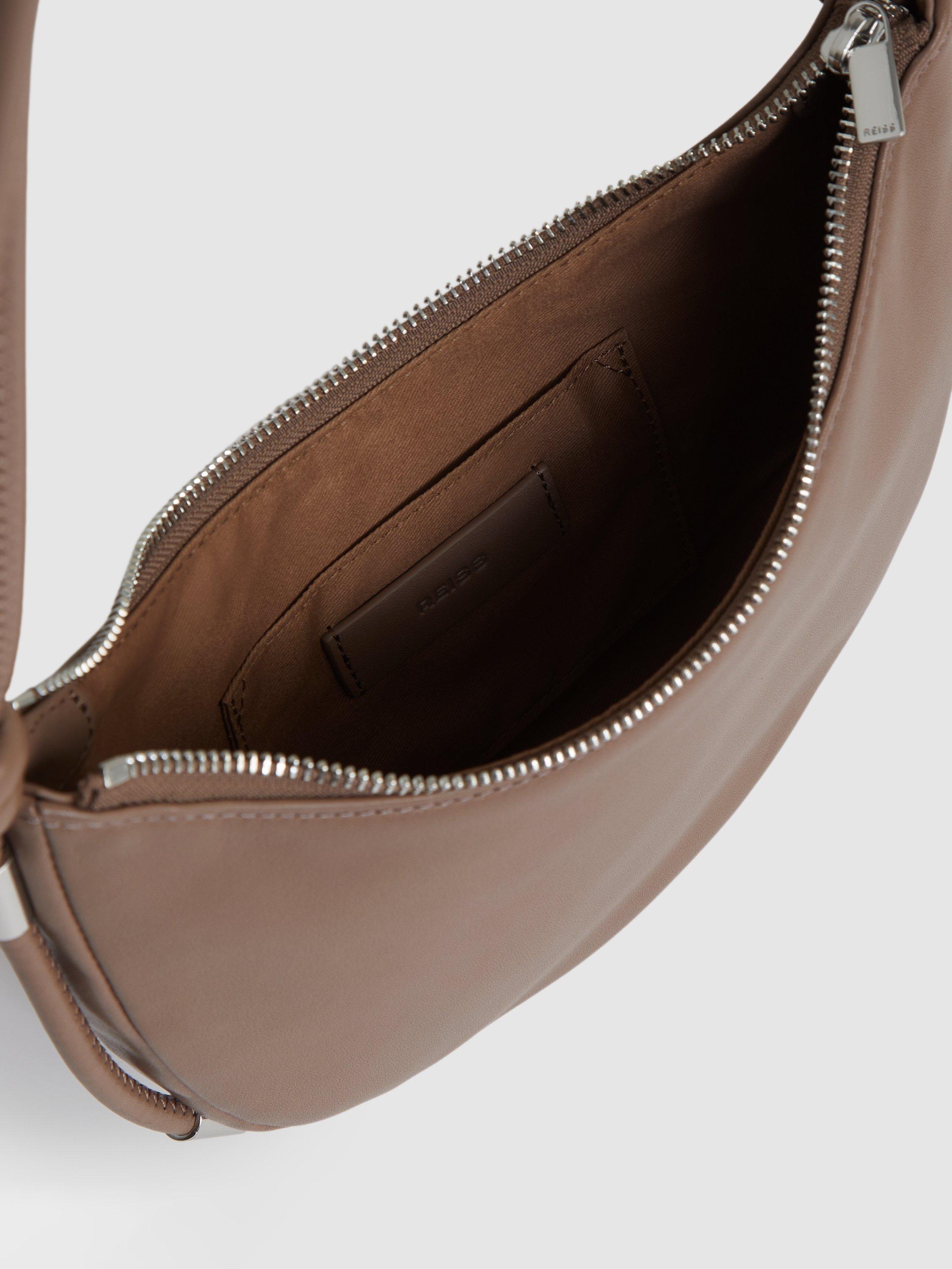 Product image 4 of 5, which shows Reiss Harriet Leather Shoulder Bag, Neutral