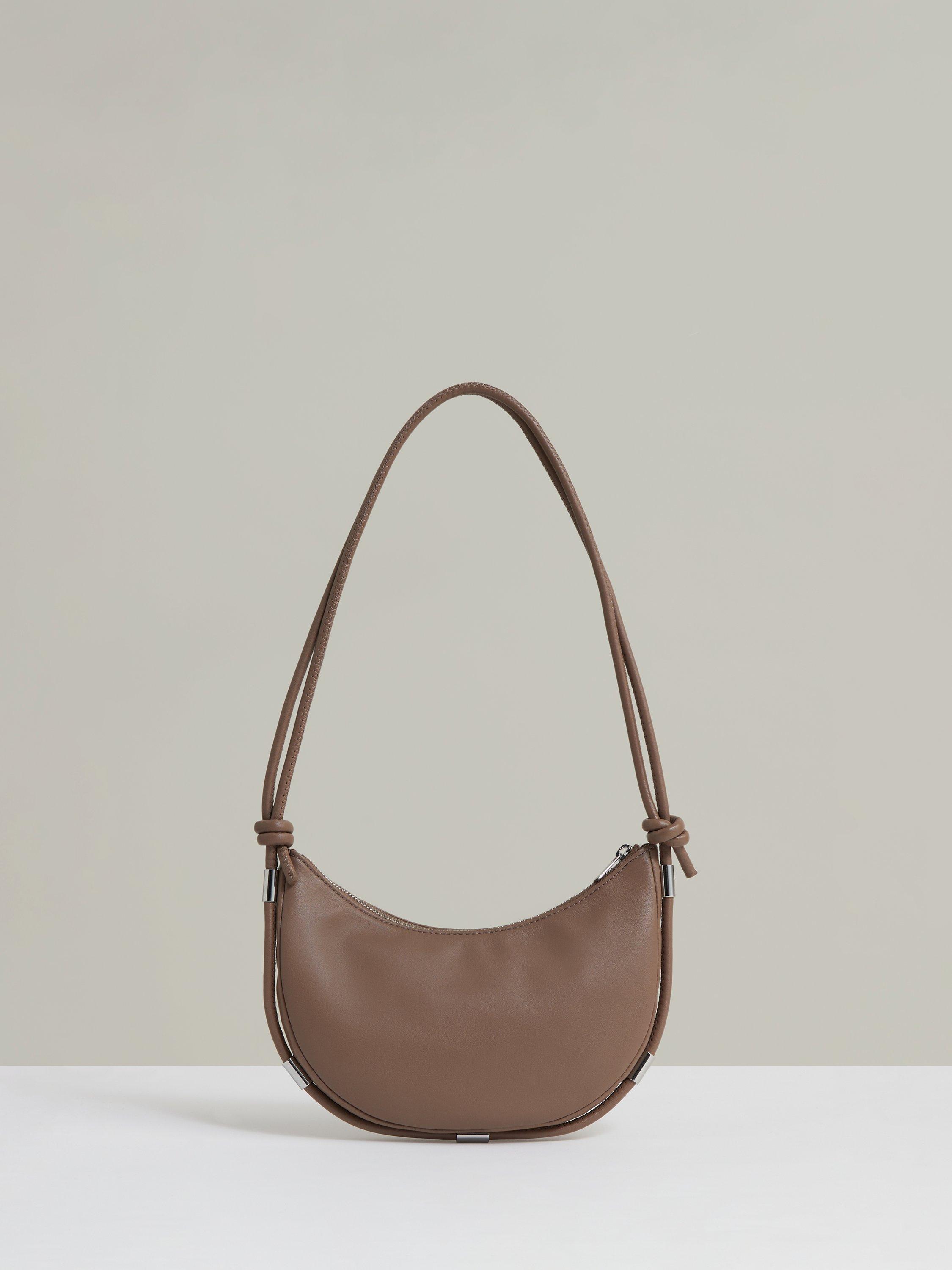 Product image 5 of 5, which shows Reiss Harriet Leather Shoulder Bag, Neutral