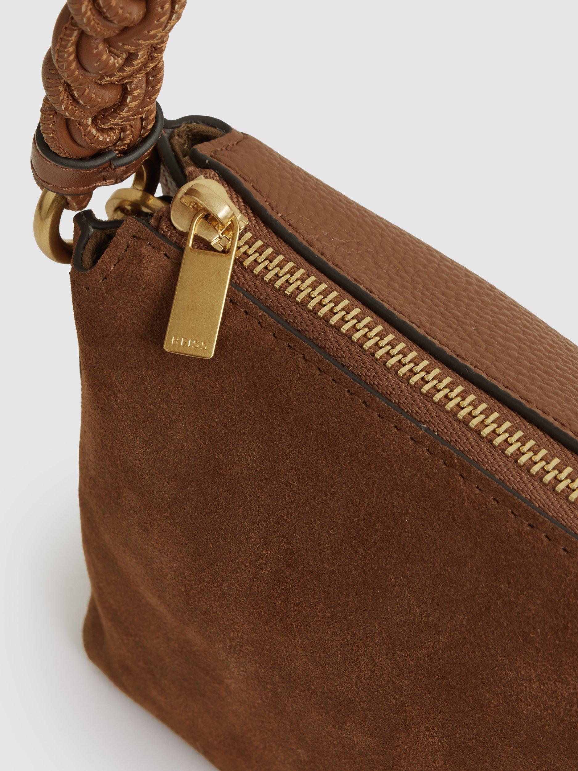 Product image 3 of 5, which shows Reiss Paige Gold Hardware Crossbody Bag, Tan