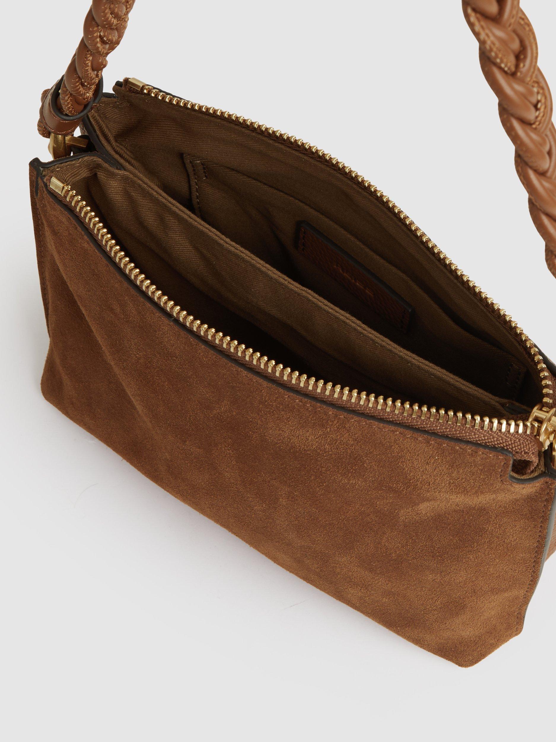 Product image 4 of 5, which shows Reiss Paige Gold Hardware Crossbody Bag, Tan