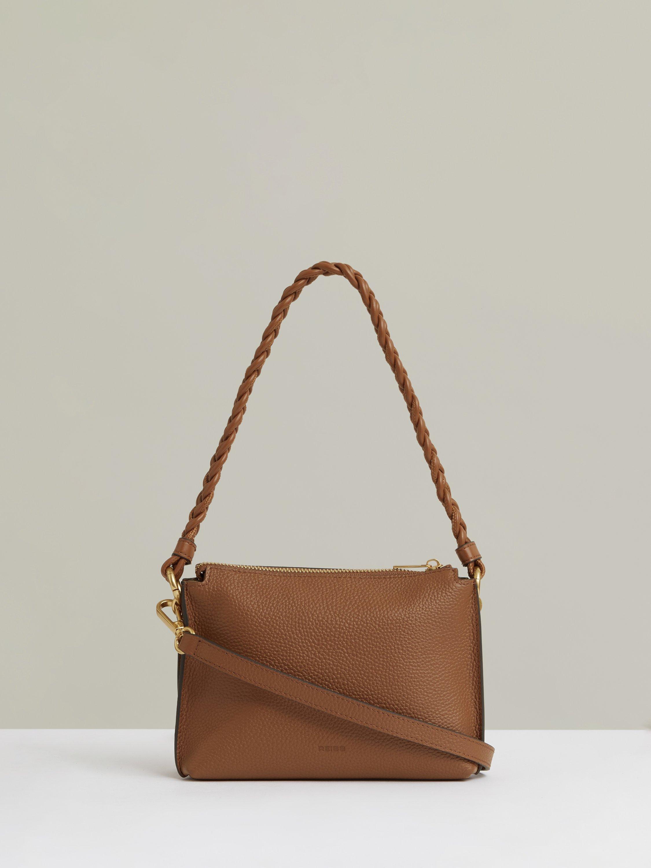 Product image 5 of 5, which shows Reiss Paige Gold Hardware Crossbody Bag, Tan