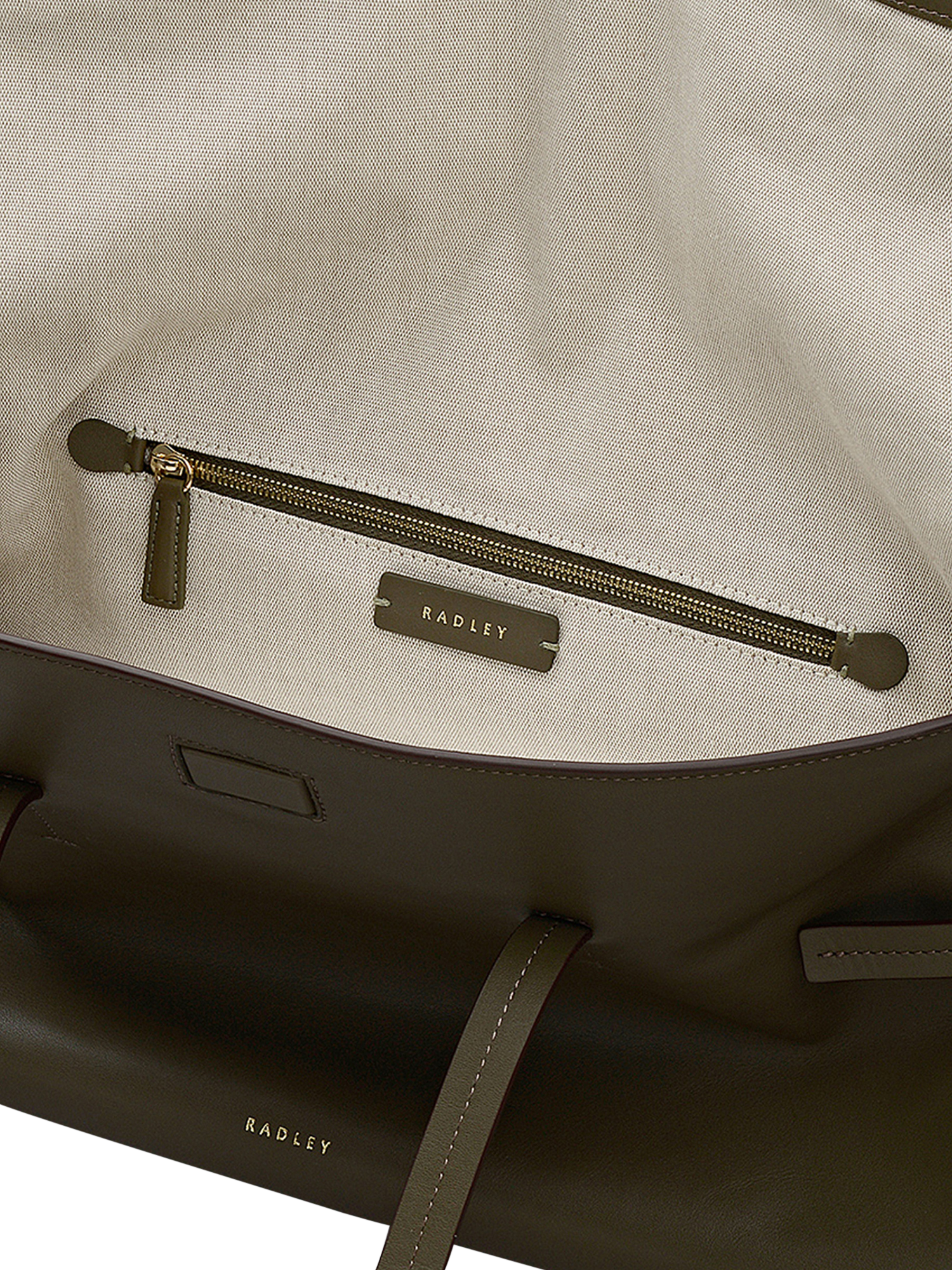 Product image 3 of 7, which shows Radley Fleet Street Leather Tote Bag, Pine Needle