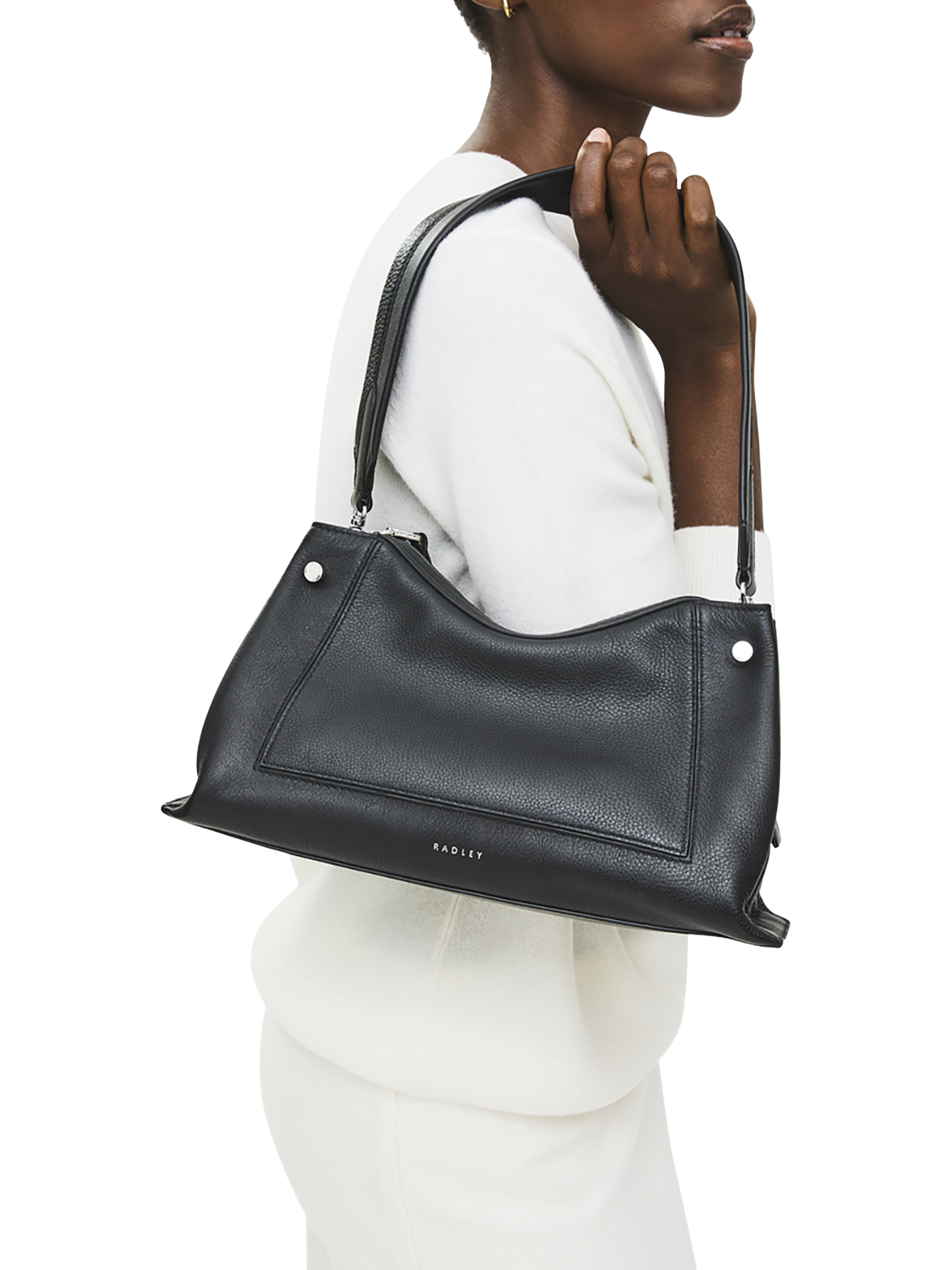 Product image 5 of 6, which shows Radley Hope Gardens Leather Shoulder Bag, Black