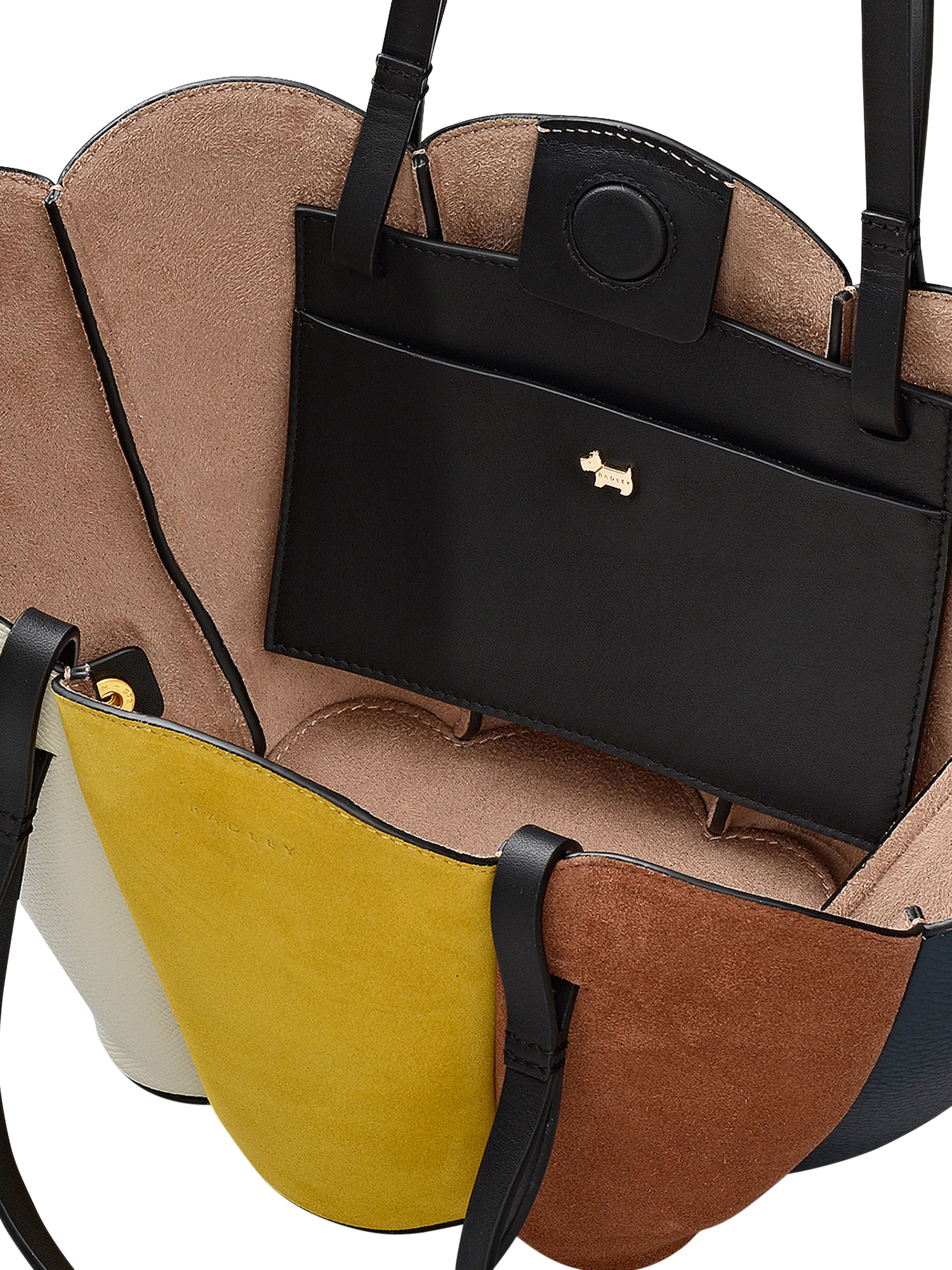 Product image 4 of 7, which shows Radley The Lily Suede Open Top Grab Bag, Ochre