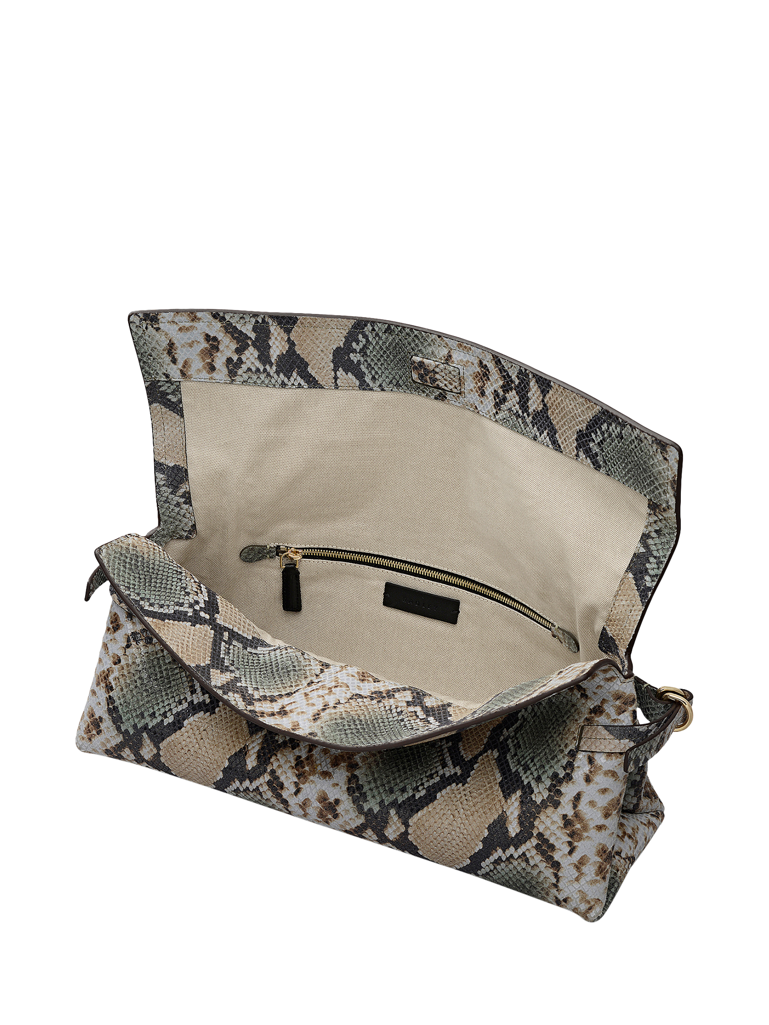 Product image 3 of 5, which shows Radley Fleet Street Leather Clutch Bag, Pine Needle