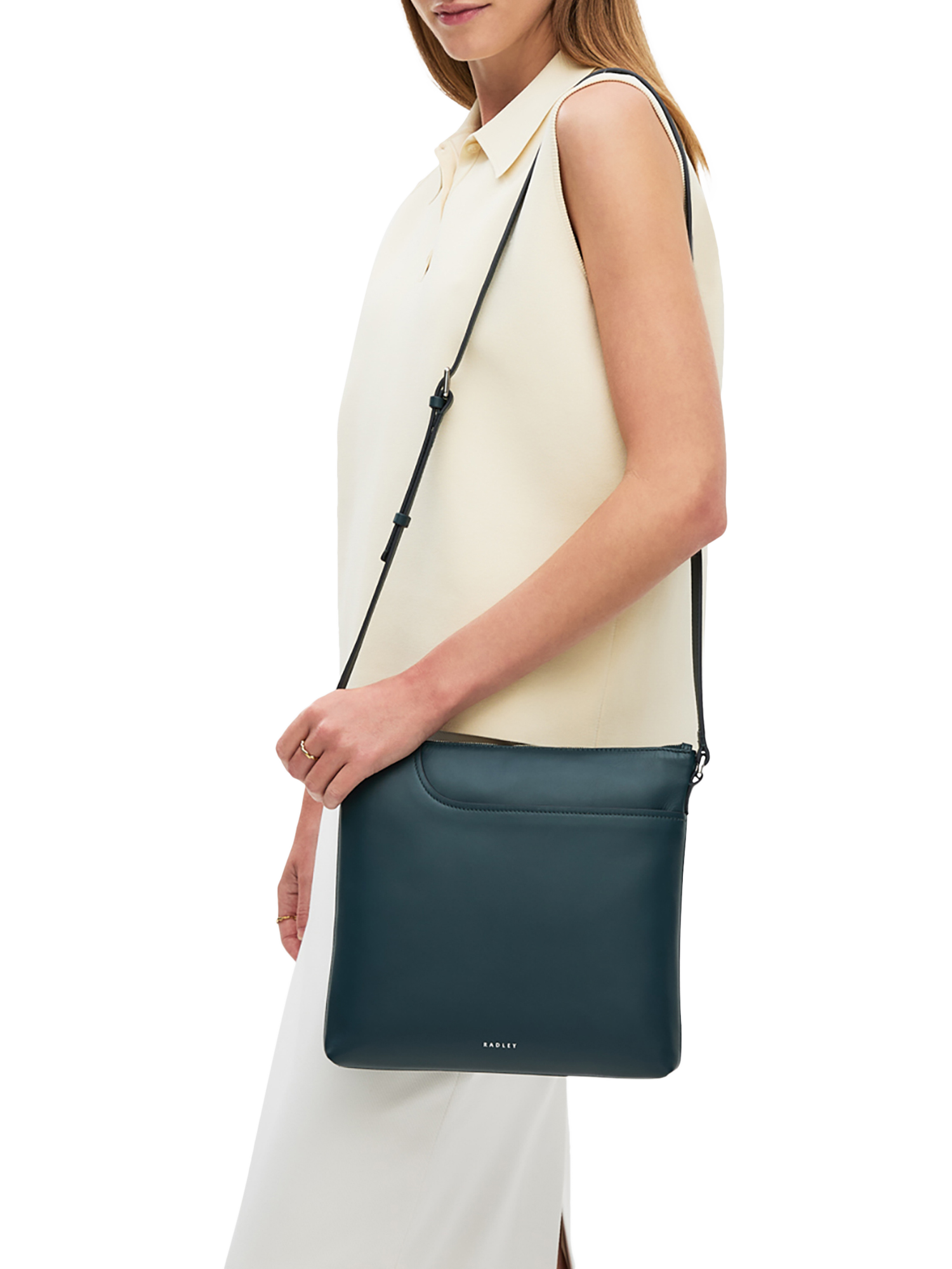 Product image 6 of 6, which shows Radley Pockets Leather Large Crossbody Bag, Teal