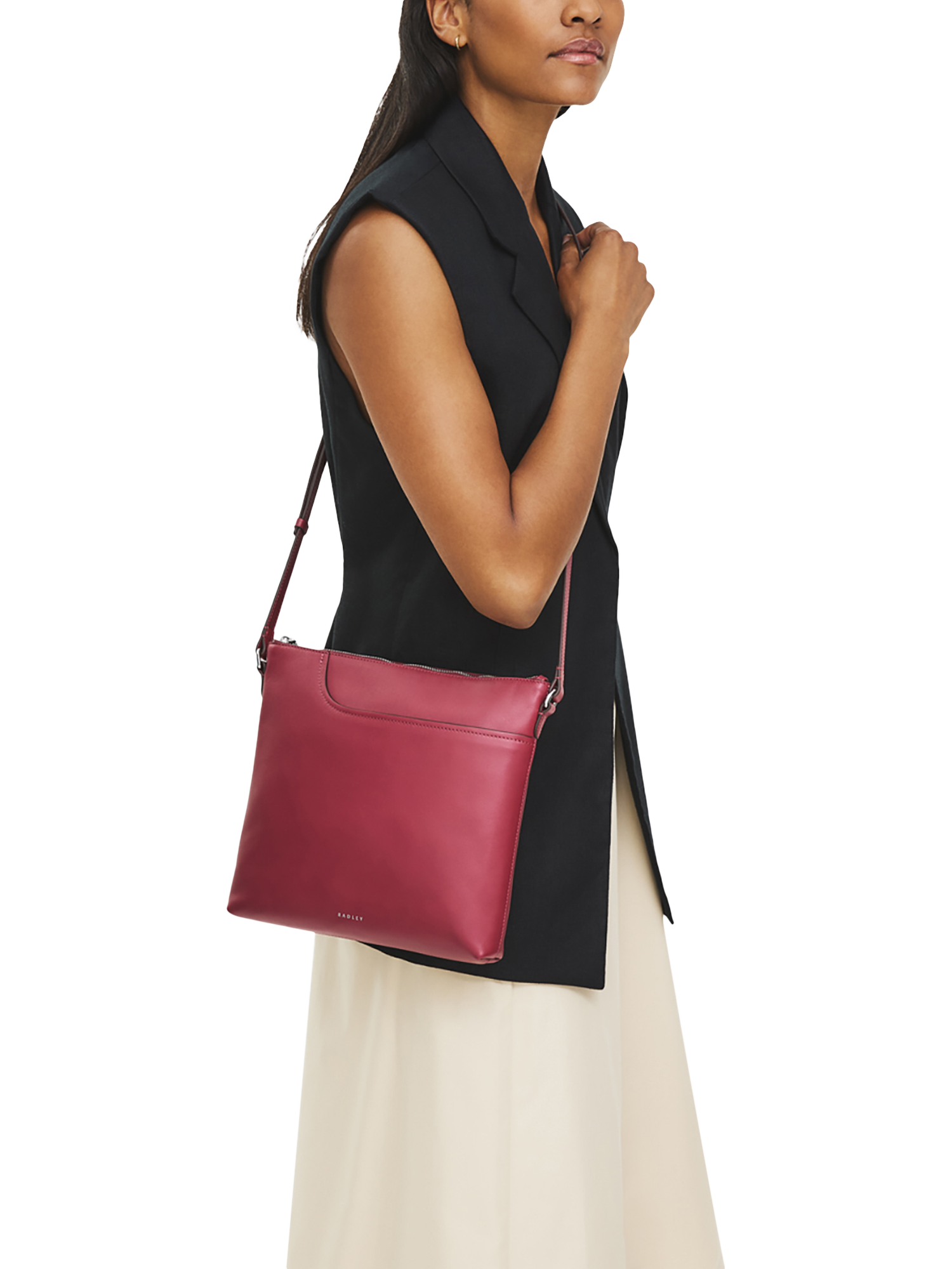 Product image 6 of 6, which shows Radley Pockets Leather Large Crossbody Bag, Carmine