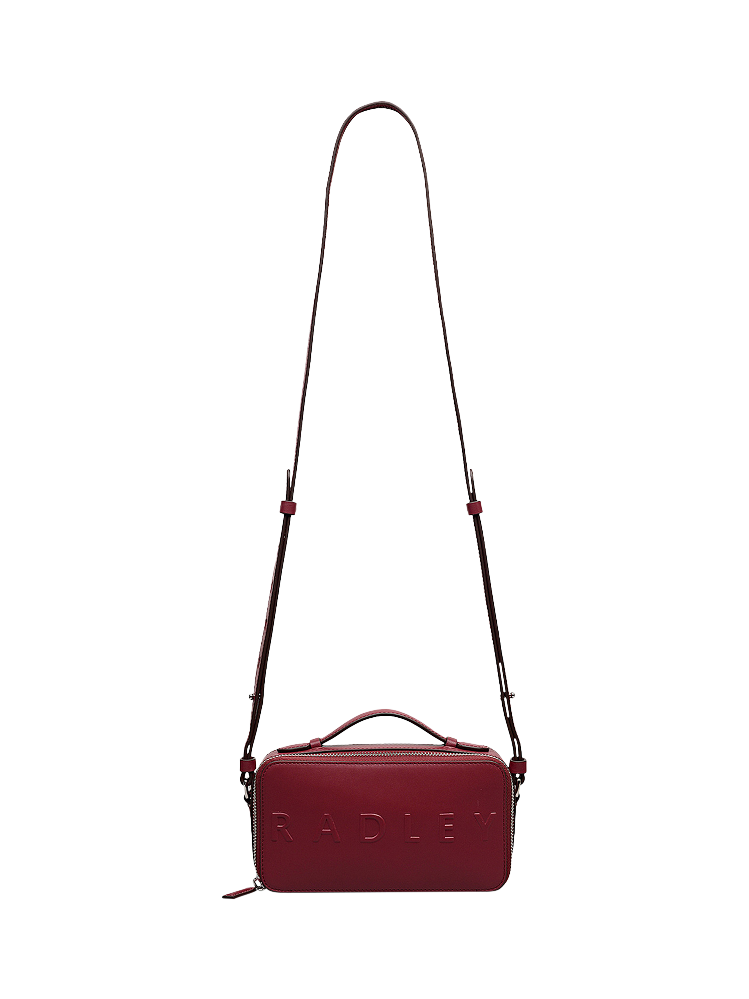 Product image 1 of 6, which shows Radley Calvert Road Leather Mini Camera Bag, Carmine